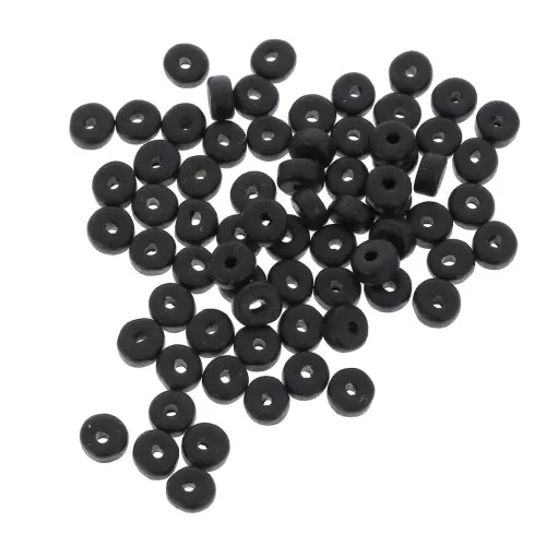 Perle rondelle in ceramica Heishi 5,3x2,5 mm - Nero opaco x30