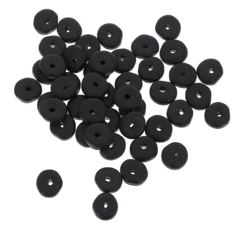 Perle rondelle in ceramica Heishi 6,5x2,3 mm - Nero opaco x30