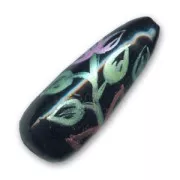 Pera motivo fiore mm. 35x14 Jet x1