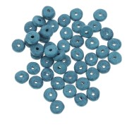 Perle rondelle in ceramica Heishi 6,5x2,3 mm - Blu anatra opaco x30