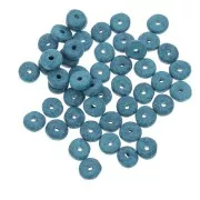 Rondelle di perle Heishi in ceramica 6.5x2.3 mm - Blu anatra mat x30