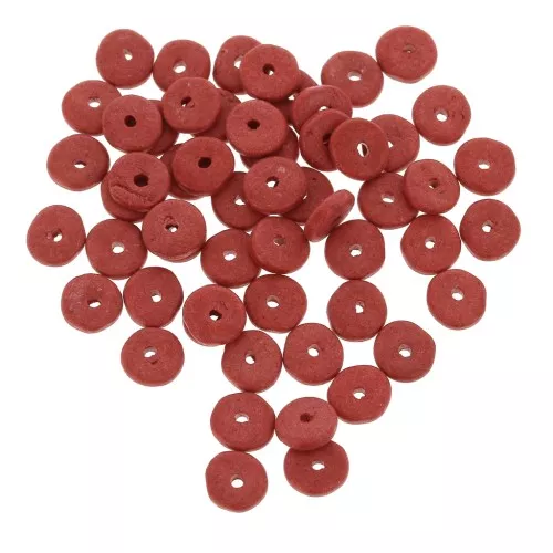 Perle rondelle in ceramica Heishi 6,5x2,3 mm - Rosso opaco x30