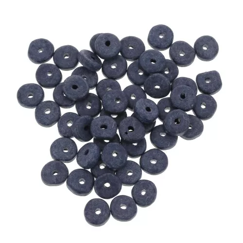 Perle rondelle in ceramica Heishi 6,5x2,3 mm - Blu Navy opaco x30