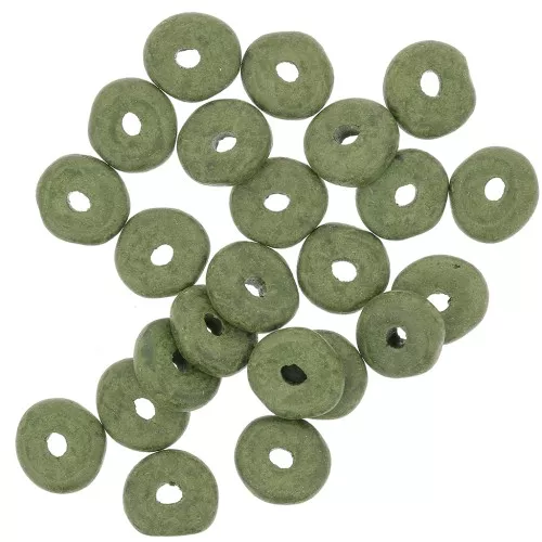 Perle rondelle in ceramica Heishi 6,5x2,3 mm - Olive mat x30