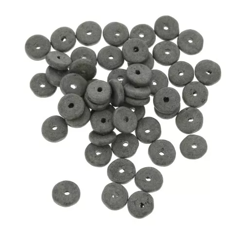 Perla in ceramica Heishi 6,5x2,3 mm - Grigio scuro opaco x30