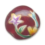 Bombata motivo fiore mm. 15 Red x1