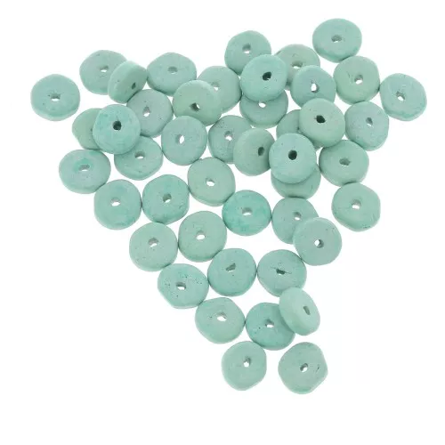 Perla in ceramica 6,5x2,3 mm - Turchese Verde mat x30