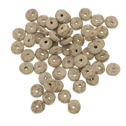 Perle in ceramica Heishi 6,5x2,3 mm - Marrone chiaro opaco x30