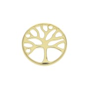 Ciondolo rotondo albero della vita 12 mm - Placcato oro 3 micron x1