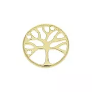 Ciondolo rotondo albero della vita 12 mm - Placcato oro 3 micron x1