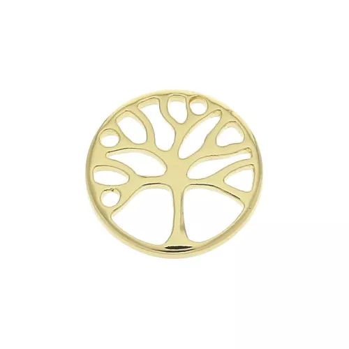 Ciondolo rotondo albero della vita 12 mm - Placcato oro 3 micron x1