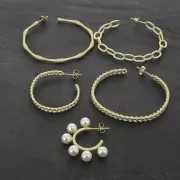 Orecchini per perline semi forate 20 mm - Dorato Satinato x2