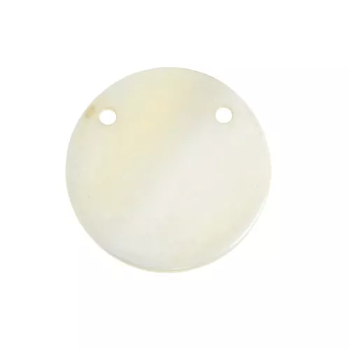 Pendente- distanziatore rotondo madreperla 2 fori 25 mm - Naturale x1