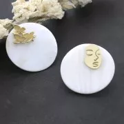 Pendente rotondo madreperla 30 mm - Naturale x1