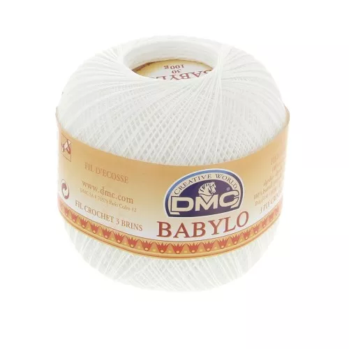 Filo uncinetto Babylo 30 DMC in cotone Bianco x 1000 m