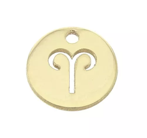 Ciondolo rotondo - segno dello zodiaco Ariete 10 mm en Gold filled x1
