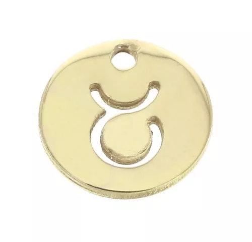 Ciondolo rotondo - segno dello zodiaco Toro 10 mm en Gold filled x1