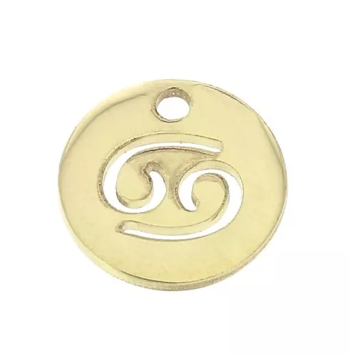 Ciondolo rotondo - segno dello zodiaco Cancro 10 mm en Gold filled x1