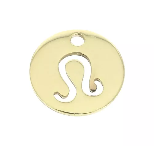 Ciondolo rotondo - segno dello zodiaco Leone 10 mm en Gold filled x1
