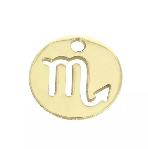 Ciondolo rotondo - segno dello zodiaco Scorpione 10 mm en Gold filled x1