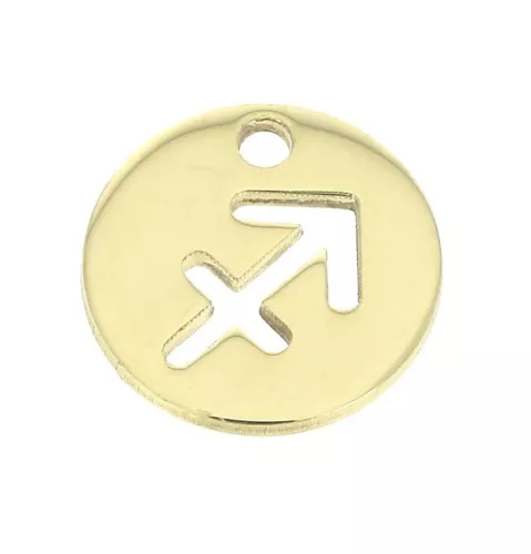 Ciondolo rotondo - segno dello zodiaco Sagittario 10 mm en Gold filled x1