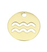 Ciondolo rotondo - segno dello zodiaco Acquario 10 mm en Gold filled x1|raw }}