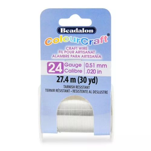 Filo di rame tondo ColourCraft Wire 0.51 mm - Argento anti-macchia x27.4 m