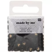 Assortimento di 165 perline- coeurs - 7 mm Nero - Dorato