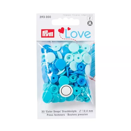 30 bottoni a pressione in plastica  Color Snaps 12.4mm Multi Blu