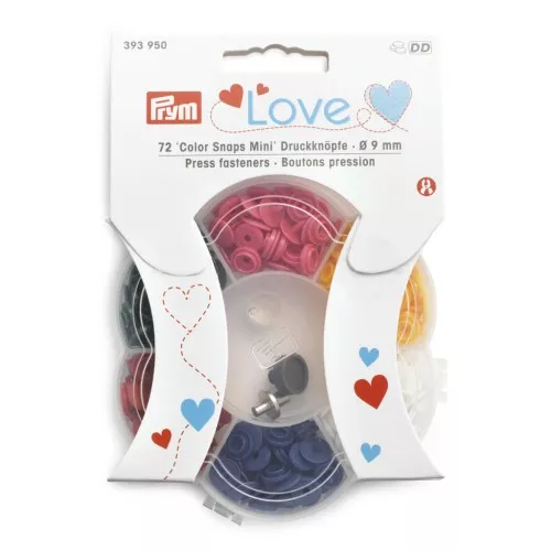 Boîte de 72 minis boutons à pression en plastique Color Snaps 9mm - Multicolore