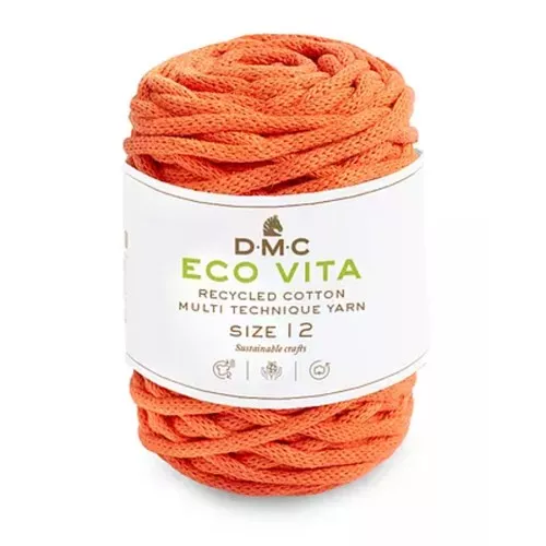 Bobina di corda 4mm cotone riciclato per macramè - DMC Eco Vita 12 -Arancione x55m