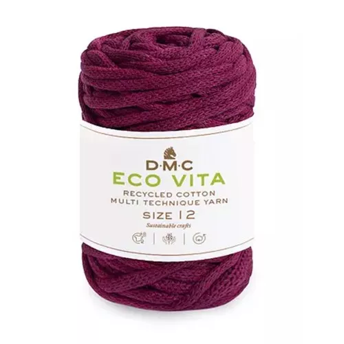 Bobina di corda 4mm cotone riciclato per macramè - DMC Eco Vita 12 - Prugna x55m