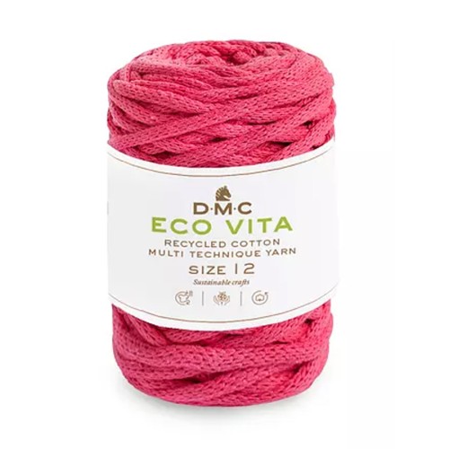 Bobina di corda 4mm cotone riciclato per macramè - DMC Eco Vita 12 - Fuchsia x55m