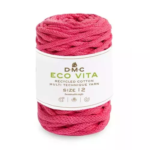 Bobina di corda 4mm cotone riciclato per macramè - DMC Eco Vita 12 - Fuchsia x55m
