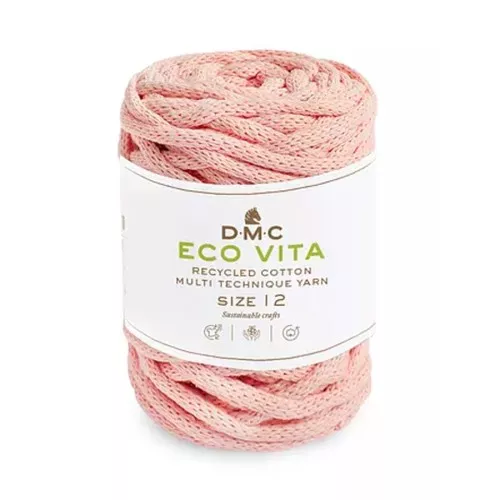 Bobina di corda 4mm cotone riciclato per macramè - DMC Eco Vita 12 - Rosa x55m