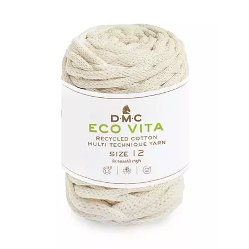 Bobina di corda 4mm cotone riciclato per macramè - DMC Eco Vita 12 - Ecru x55m