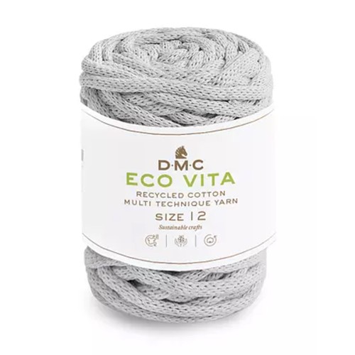 Bobina di corda 4mm cotone riciclato per macramè - DMC Eco Vita Grigio Chiaro x55m