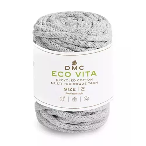 Bobina di corda 4mm cotone riciclato per macramè - DMC Eco Vita Grigio Chiaro x55m