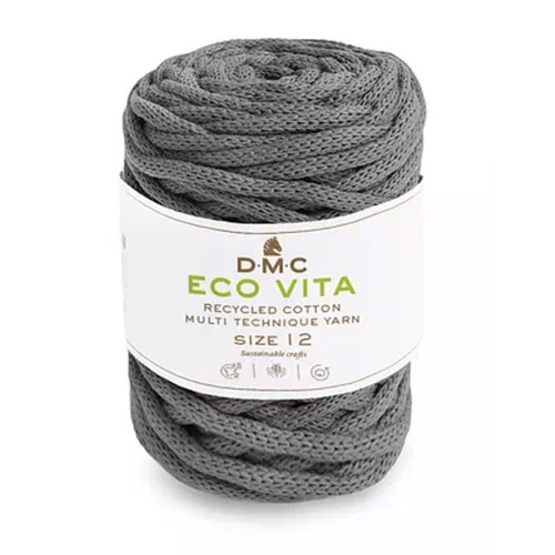 Bobina di corda 4mm cotone riciclato per macramè - DMC Eco Vita 12 - Grigio x55m
