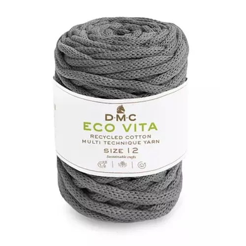 Bobina di corda 4mm cotone riciclato per macramè - DMC Eco Vita 12 - Grigio x55m