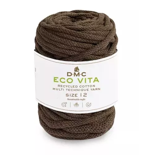 Bobina di corda 4mm cotone riciclato per macramè - DMC Eco Vita 12 - Marrone x55m