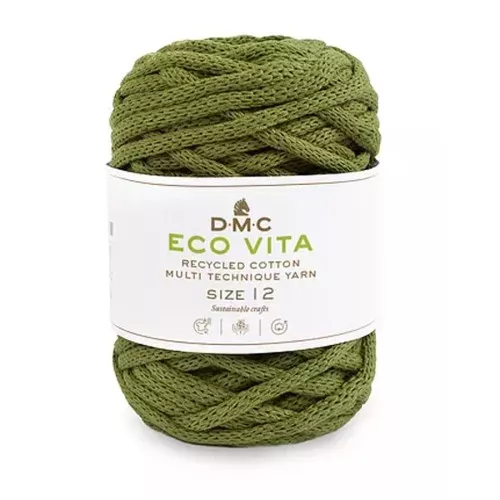 Bobina di corda 4mm cotone riciclato per macramè - DMC Eco Vita 12 - Kaki x55m