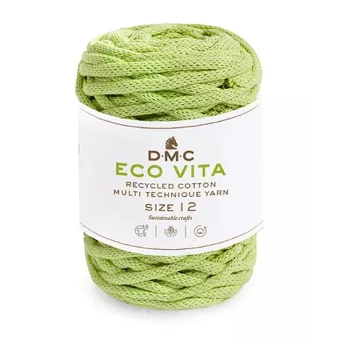 Bobina di corda 4mm cotone riciclato per macramè - DMC Eco Vita 12 - Verde x55m