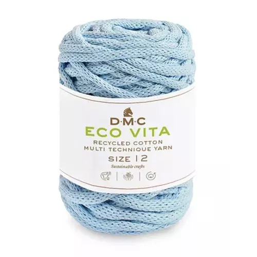 Bobina di corda 4mm cotone riciclato per macramè - DMC Eco Vita 12 - Azzurro x55m