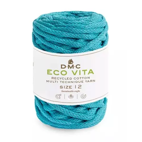 Bobina di corda 4mm cotone riciclato per macramè - DMC Eco Vita 12 - Turchese x55m