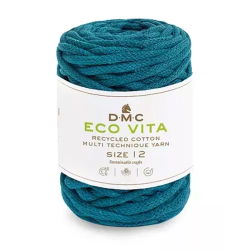 Bobina di corda 4mm cotone riciclato per macramè - DMC Eco Vita 12 Blu Anardo x55m