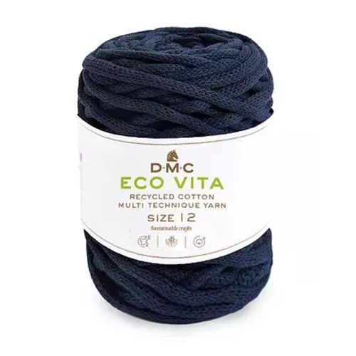 Bobina di corda 4mm cotone riciclato per macramè - DMC Eco Vita 12 Blu marino x55m