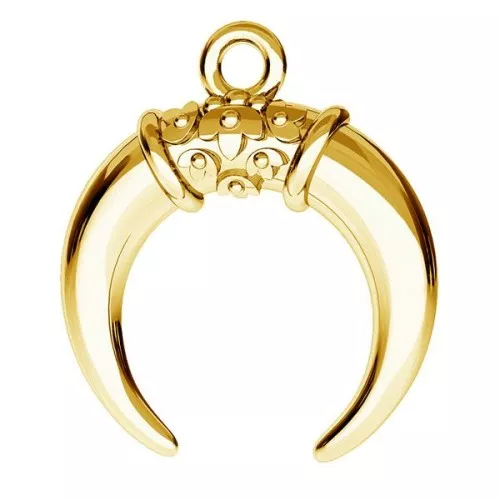 Ciondolo corno mezzaluna con fiore 17x14.5 mm in Argento 925 oro fino x1
