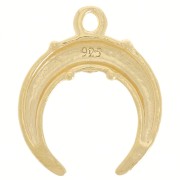 Ciondolo corno mezzaluna con fiore 17x14.5 mm in Argento 925 oro fino x1