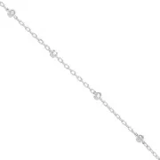 Catena maglie forçat rettangolare con sfera sfaccetta 2.5mm 1/1Argento 925 x cm.50